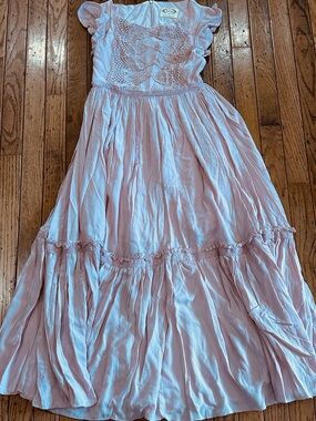 Joyfolie Blush Pink Lace Boho Maxi Dress Girls Size 8 Never Worn